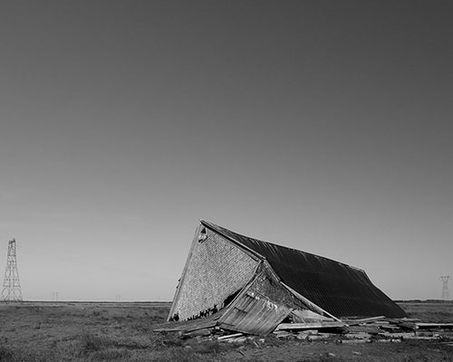 A collapsed hay barn on the Tantramar Marsh near Sackville, NB