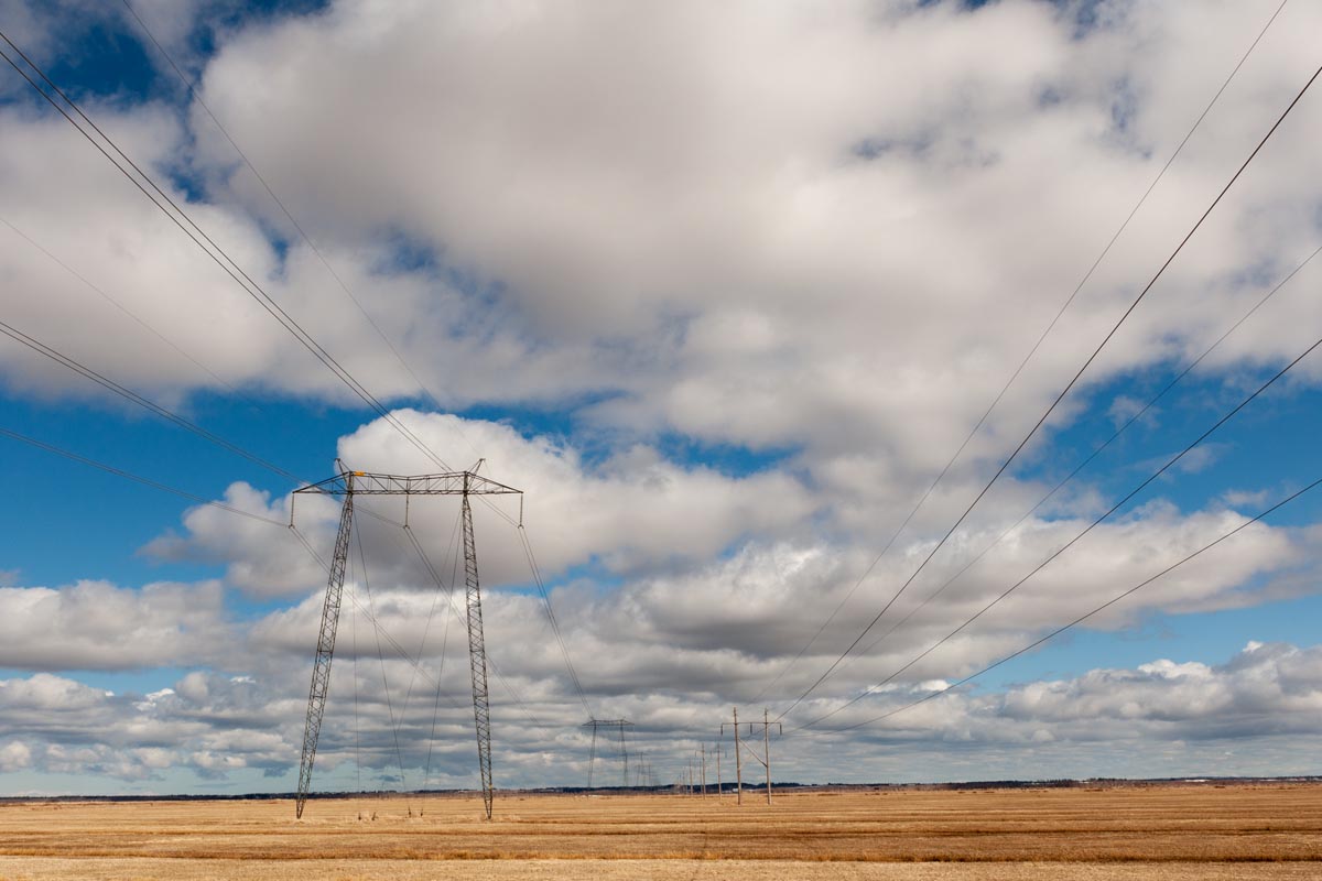 Electrical transmission towers on the Tantramar Marsh.
